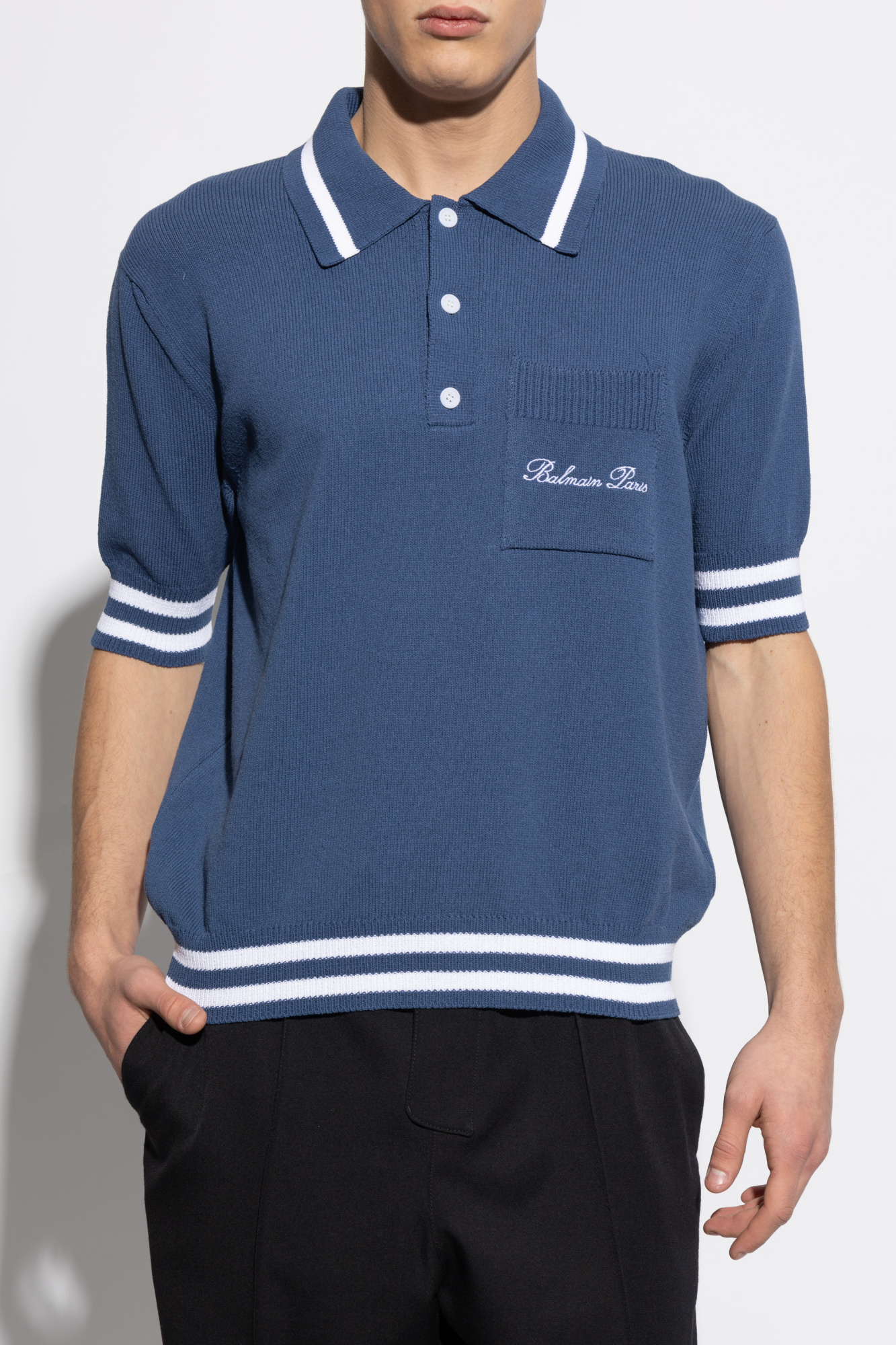 Blue Polo with Pocket Balmain - Vitkac AS